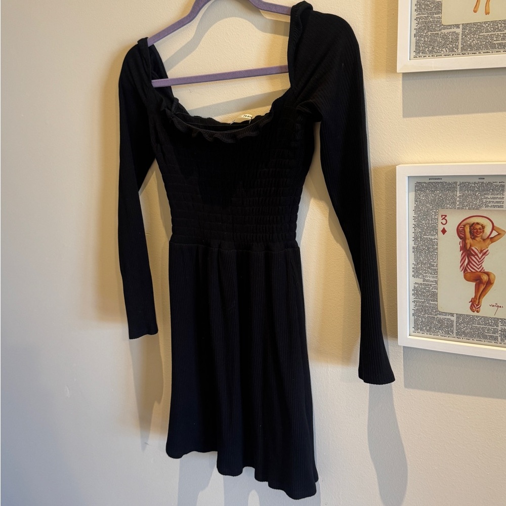 Reformation Black Long Sleeve Dress